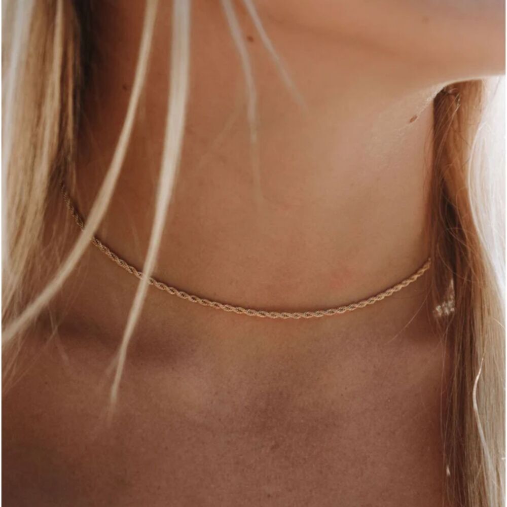 18K Gold Rope Chain Necklace Waterproof Jewelry RN4